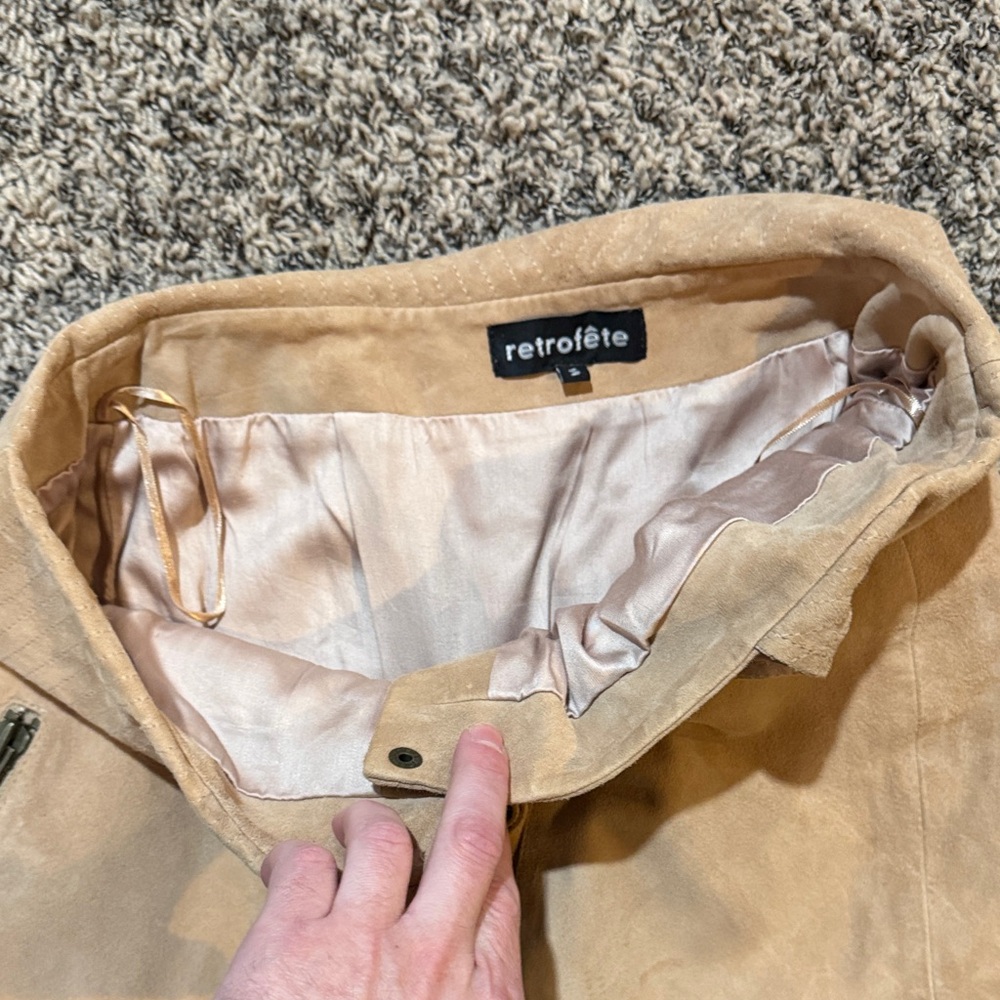 Retrofete Monte Suede Leather Mini Skirt, Low Rise, Brown, Small (retail $395) - Picture 7 of 10